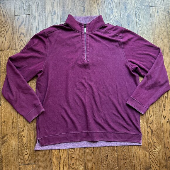 Tommy Bahama Sweater Mens Large Maroon 1/4 Zip Reversible Knit Pullover Golf - Picture 5 of 12